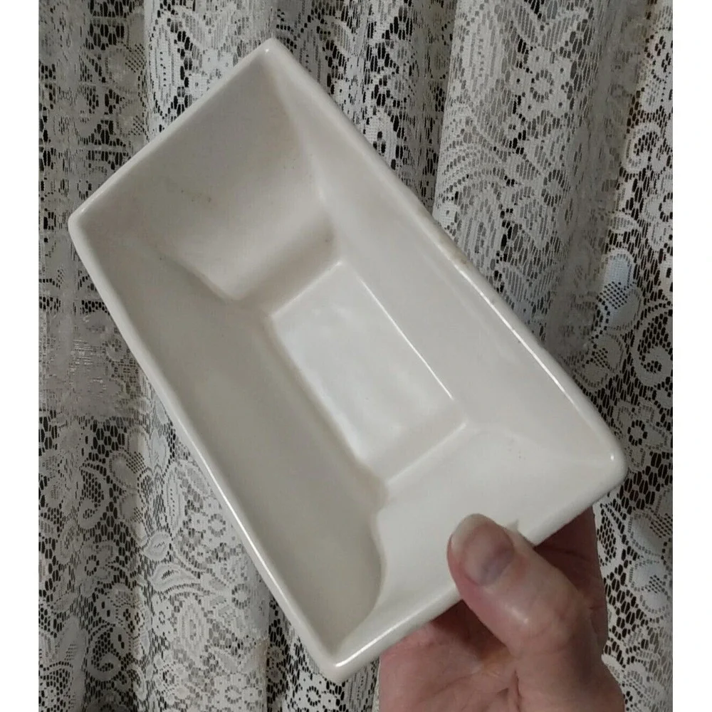 Vintage USA 404 Patterned White Pottery Planter 7